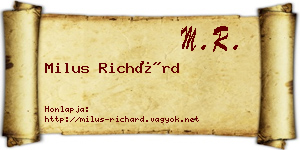 Milus Richárd névjegykártya